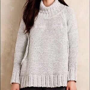 ProjectAJ117 Anthropologie Sweater Gray Wool Mohair Drapey Cowl Neck Cozy M